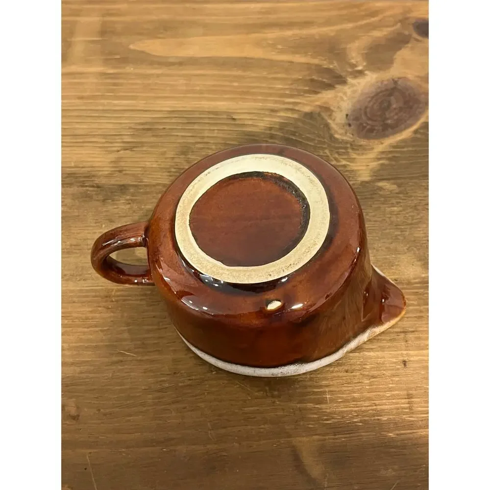 Vintage Brown Drip Glaze‎ Creamer and Sugar Bowl Set MCM Farmhouse Kitchen Decor